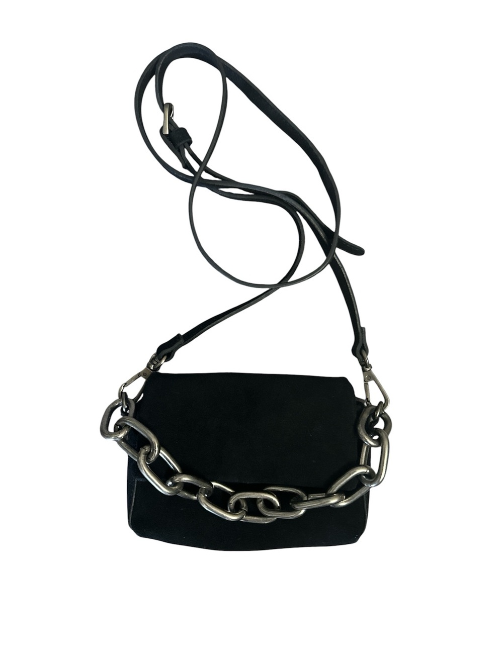 FREE PEOPLE CHARLIE CHAIN BLACK LEATHER CROSSBODY SMALL BAG